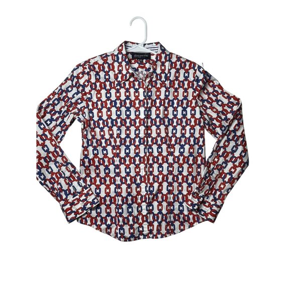 Jones New York Petite Small Womens Long Sleeve Button-Up Shirt Chain Link Print - Picture 6 of 13